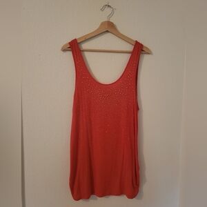 Unolove Salmon Sleeveless Tank Top with Rhinestone
